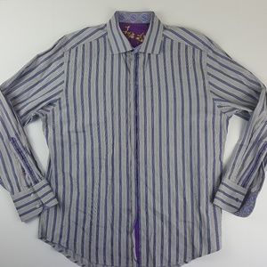 ROBERT GRAHAM Floral Embroid Button Shirt Flip Cuf